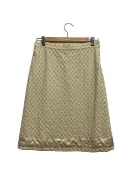 SANDRA Angelozzi designer 50% wool skirt tweed embroidered butter yellow size 32